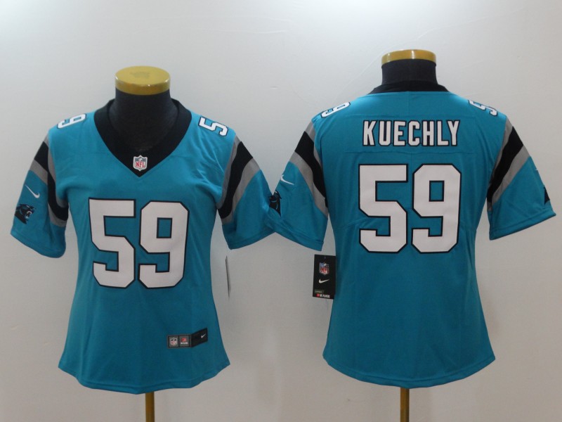 Women Carolina Panthers 59 Kuechly Blue Nike Vapor Untouchable Limited NFL Jerseys